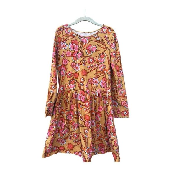 Garnet Hill Orange and Pink Long Sleeve Olivia Sundress green cotton size medium - Picture 3 of 6